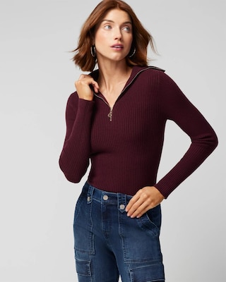 Rib Half Zip Pullover