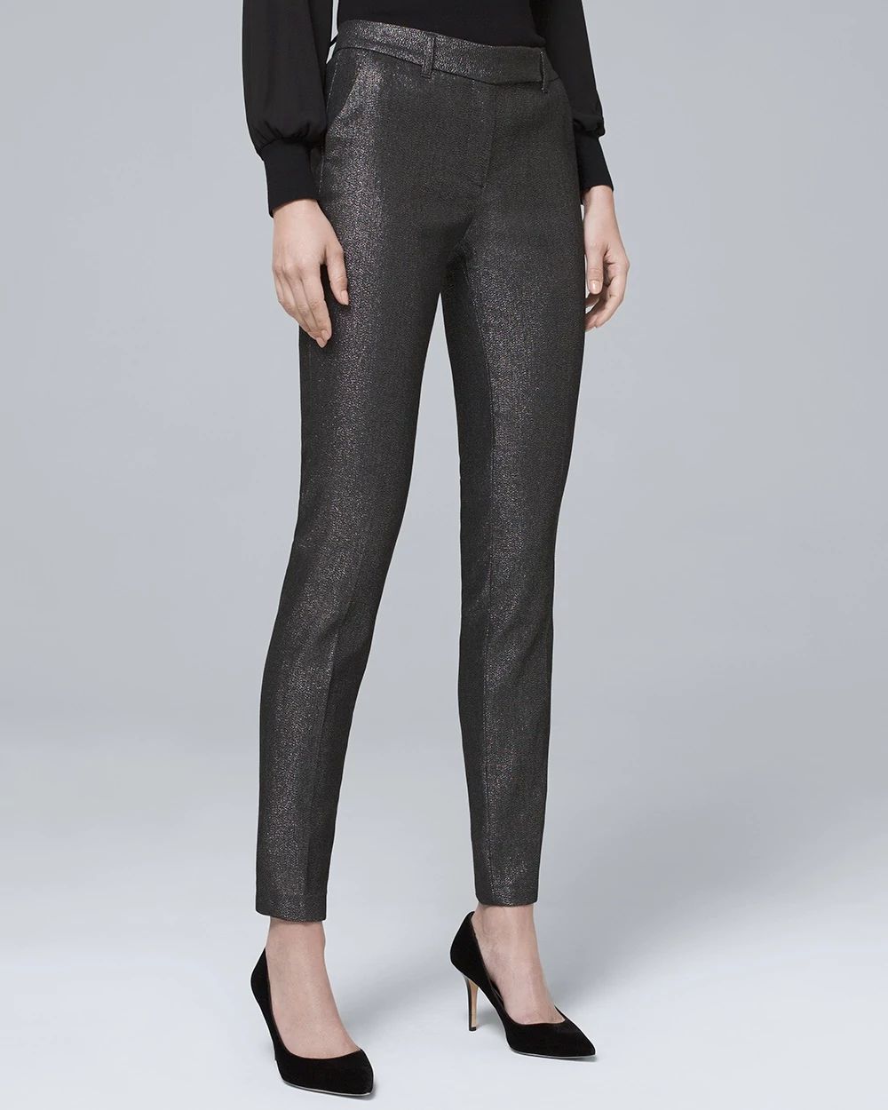 Metallic Slim Ankle Pants