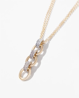 Gold Pave Links Pendant Necklace