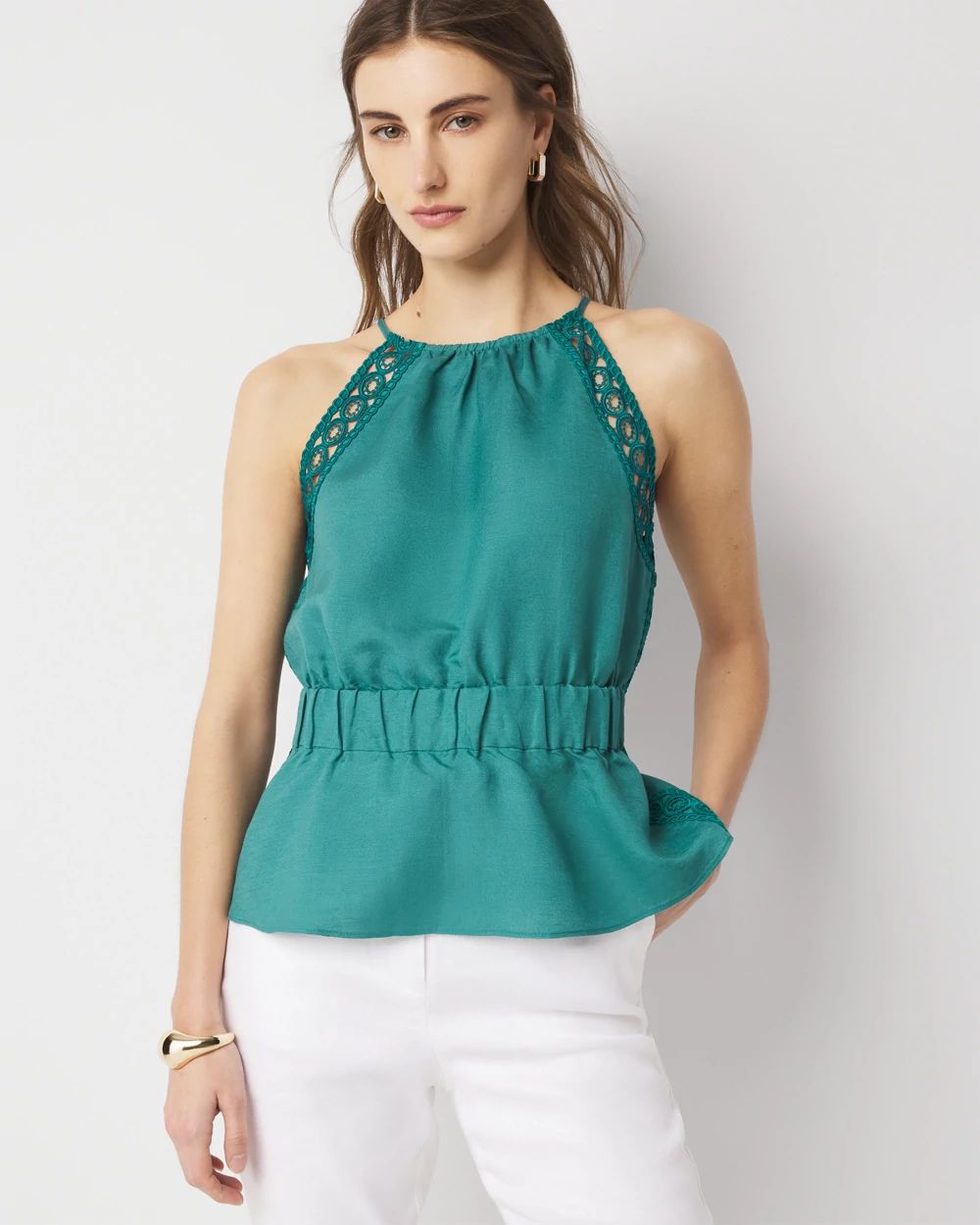 Linen-Blend Halter Top