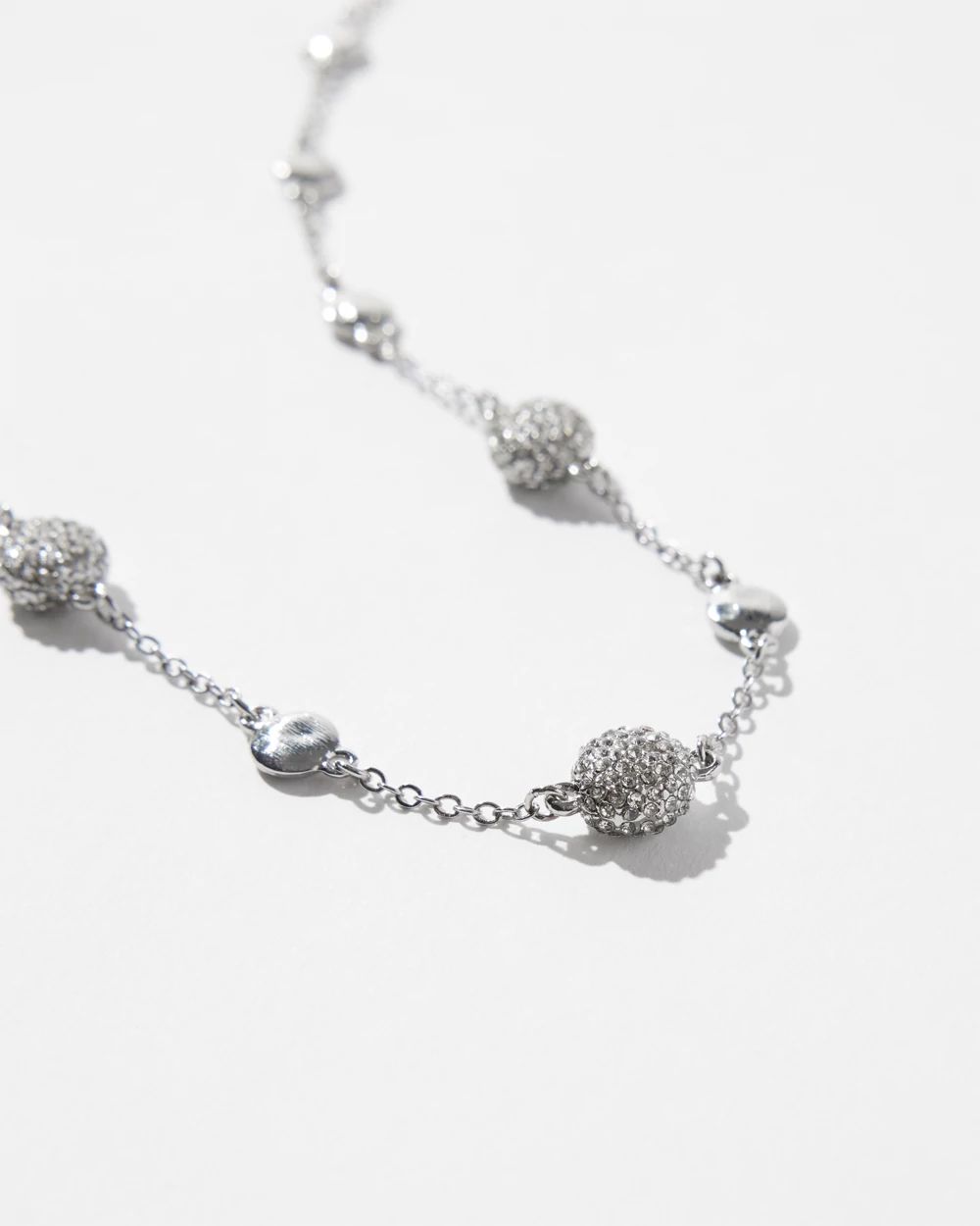 Silver Disc Short Strand Necklace