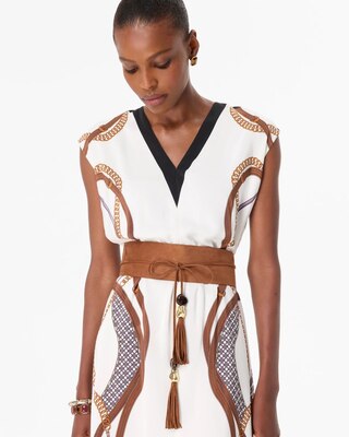Faux Suede Tassel Obi Waist Belt