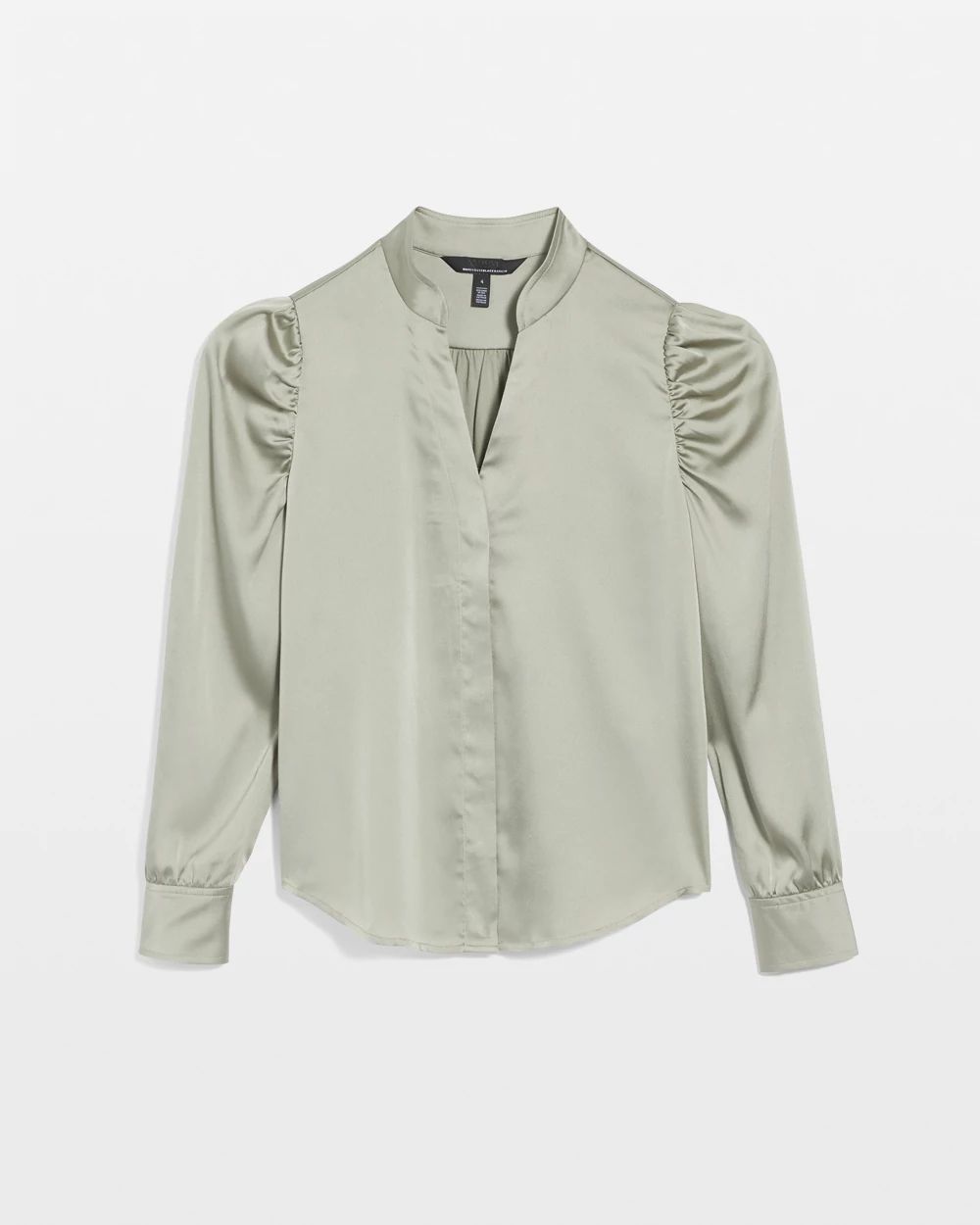 Y-Neck Ruched Shoulder Shirt click to view larger image.