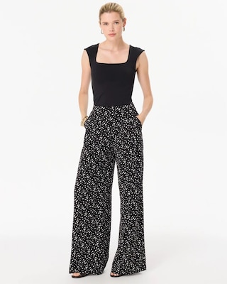 Pull-On Pleated Wide Leg Pant