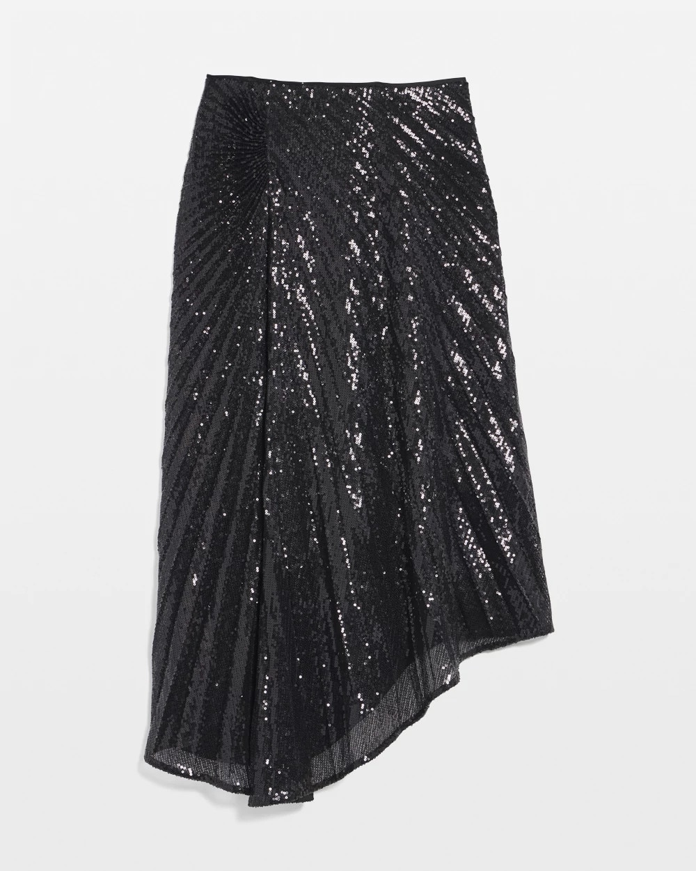 Sequin Pleated Asymmetrical Skirt
