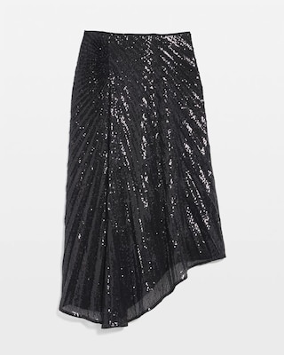 Sequin Pleated Asymmetrical Skirt click to view larger image.