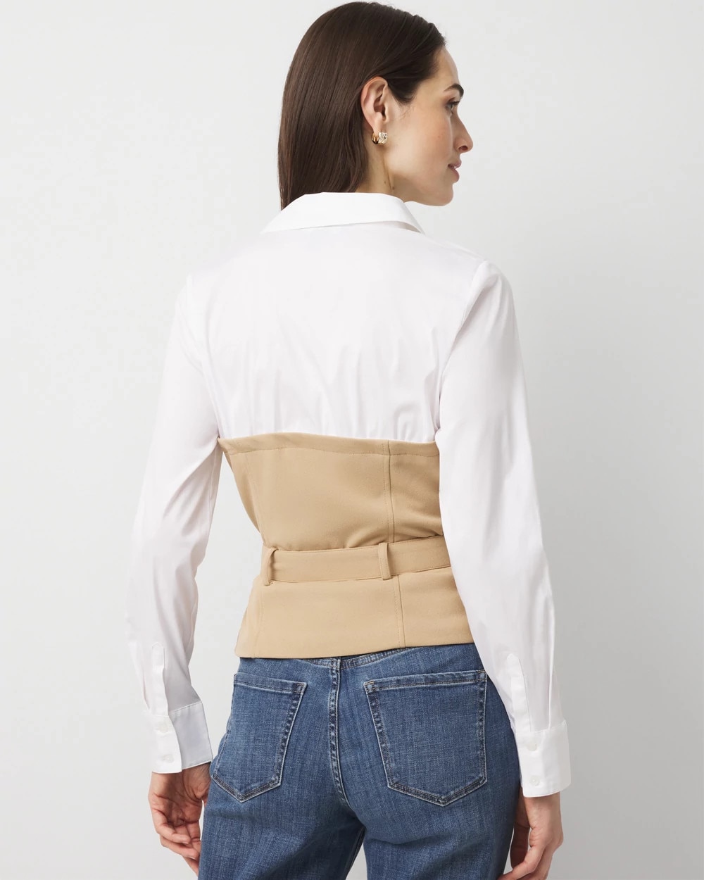 Petite Crepe Bustier + Poplin Shirt