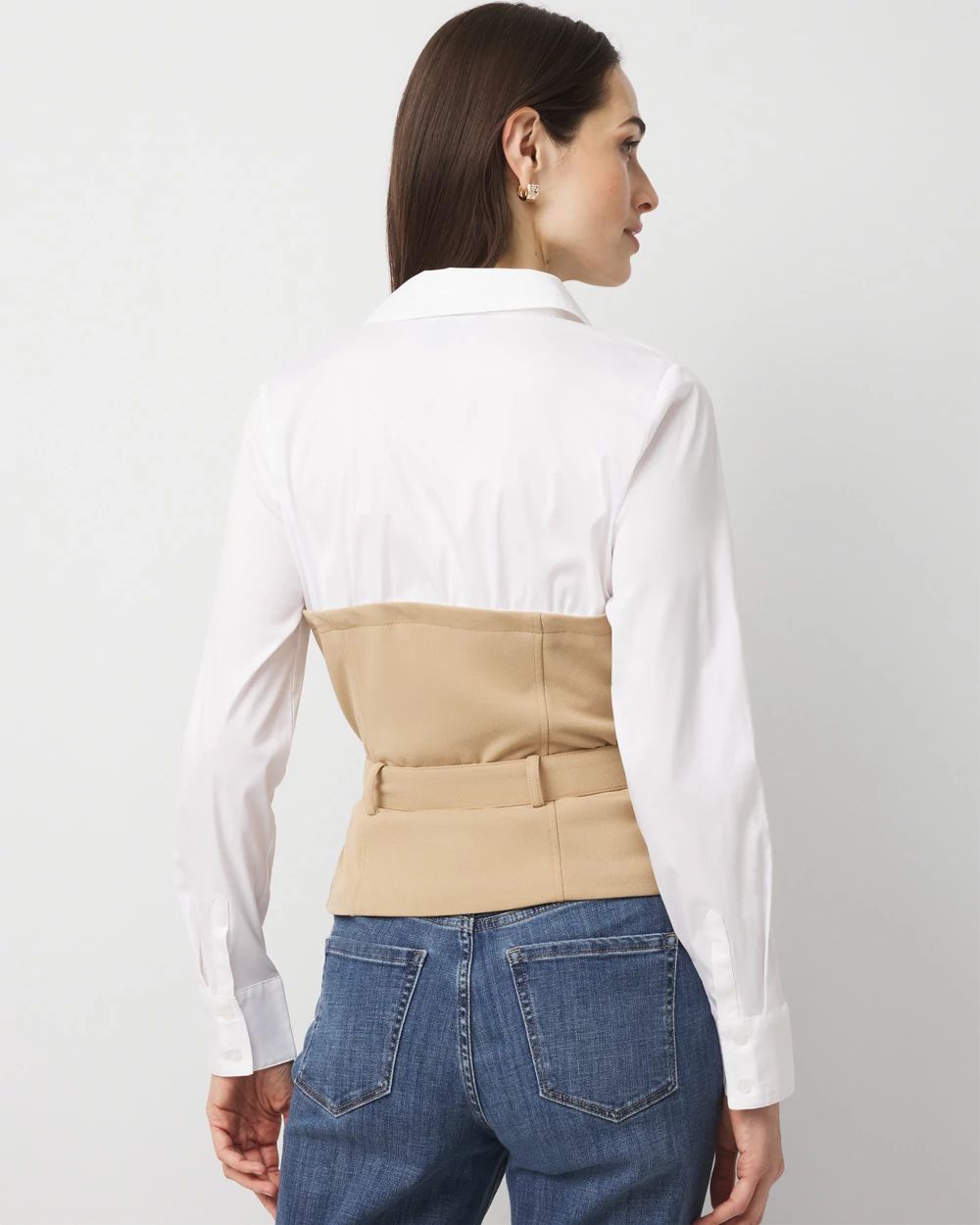 Petite Crepe Bustier + Poplin Shirt