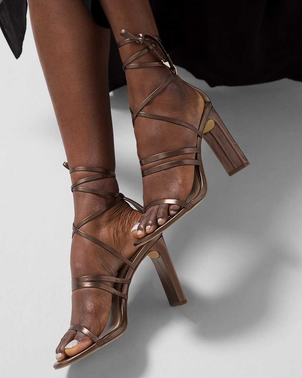 Strappy Metallic High-Heel Sandal