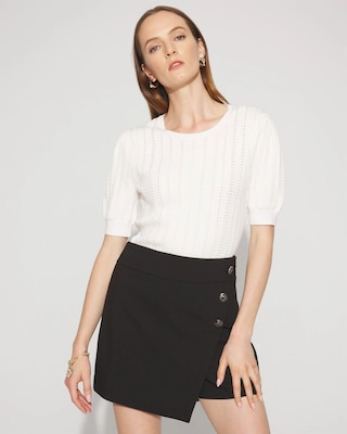 Pointelle Puff Sleeve Sweater