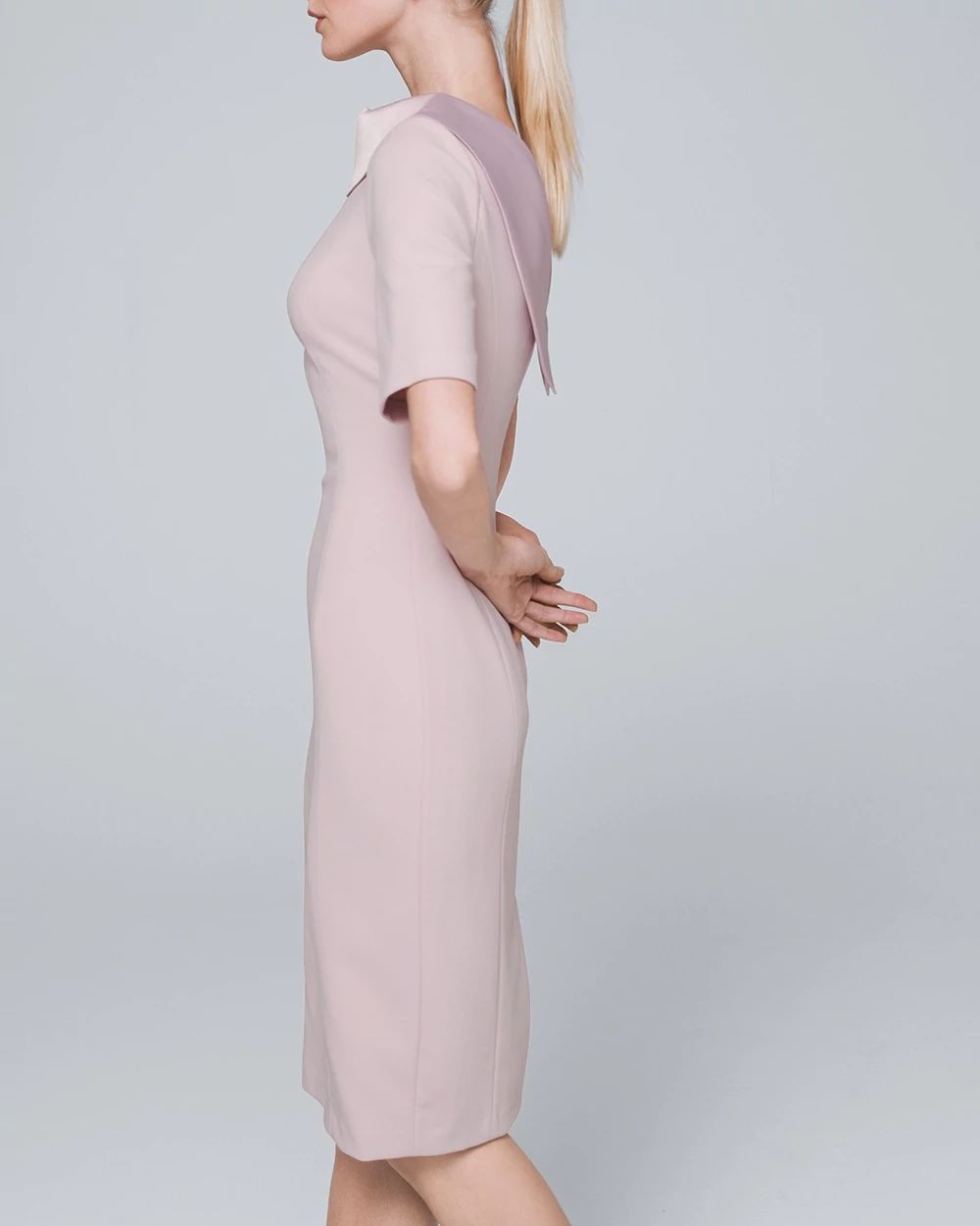 Satin-Collar Sheath Dress