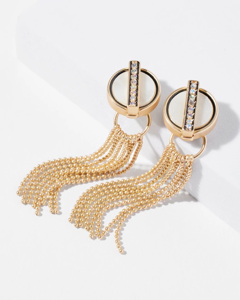 Circle Pearl Chain Drop Earrings