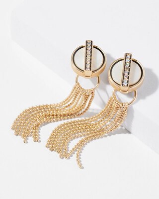 Circle Pearl Chain Drop Earrings
