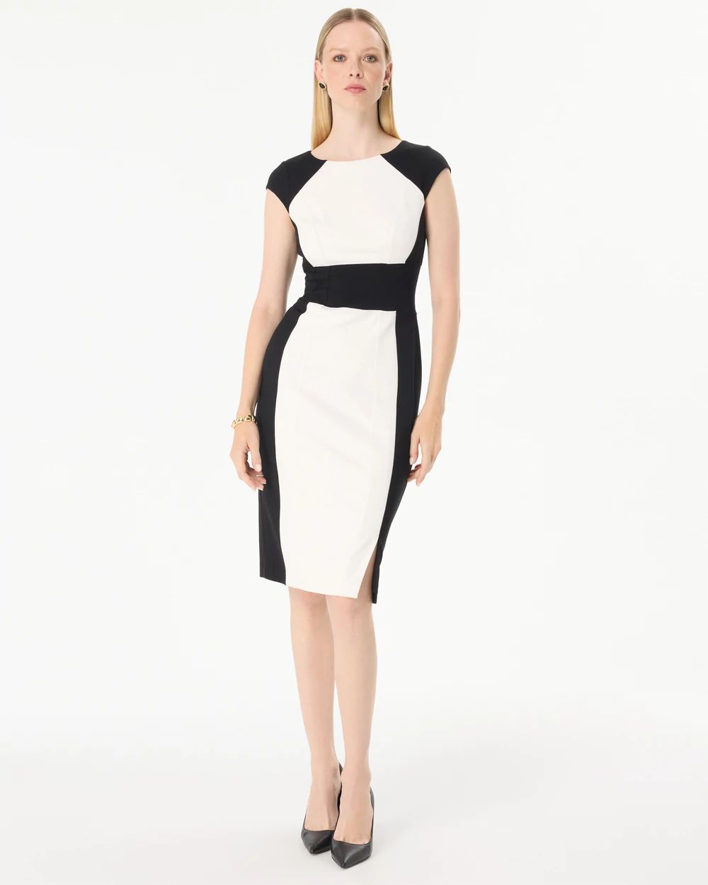 Colorblock Crew Neck Sheath Dress
