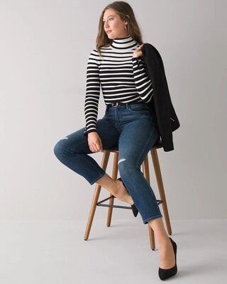 Curvy-Fit High-Rise Sculpt Destructed Straight Jeans