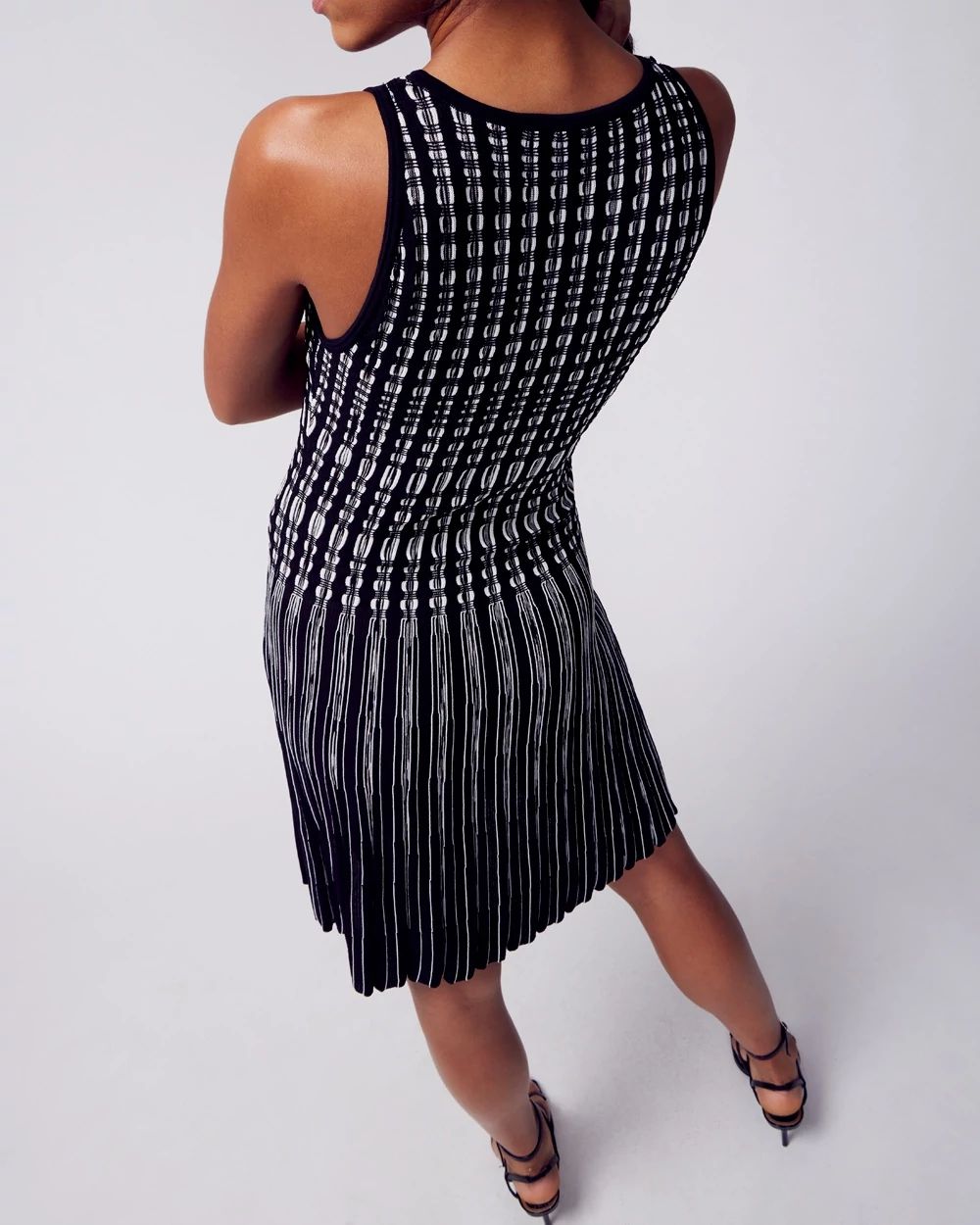 Contrast Knit Fit-and-Flare Sweater Dress