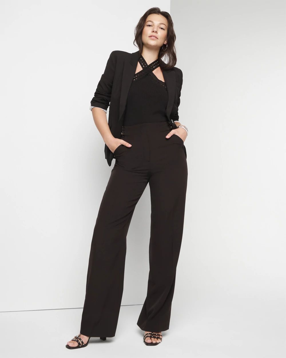 Buckle-Waist Wide-Leg Pant click to view larger image.