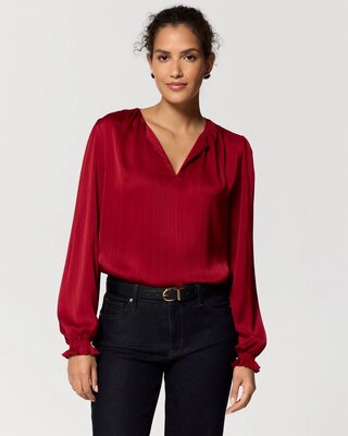 Shadow Stripe Satin Blouse click to view larger image.