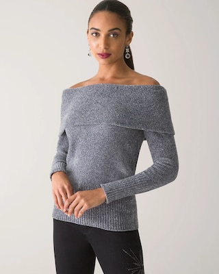 Off-the-Shoulder Chenille Sweater click to view larger image.
