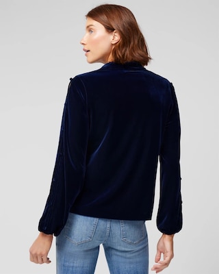 Long Sleeve V-Neck Velvet Blouse