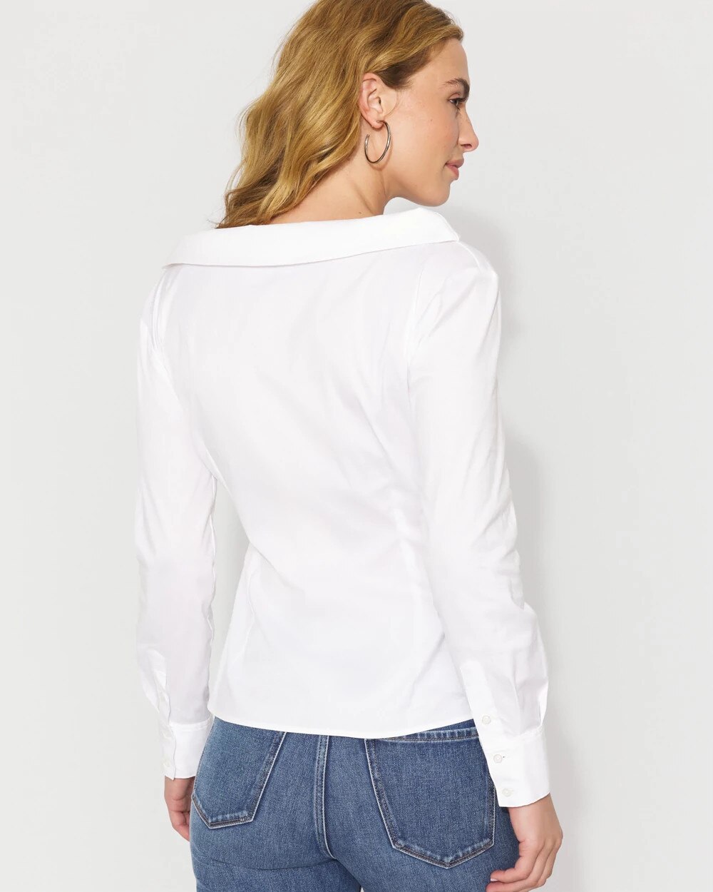 Asymmetric Poplin Wrap Shirt