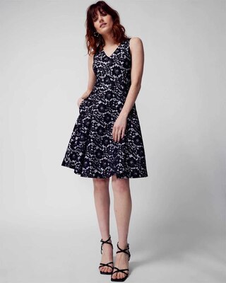 Sleeveless Bonded Lace Fit-and-Flare Dress