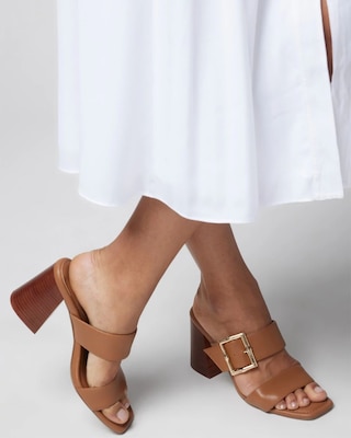 Bamboo Buckle Mid-Heel Sandal