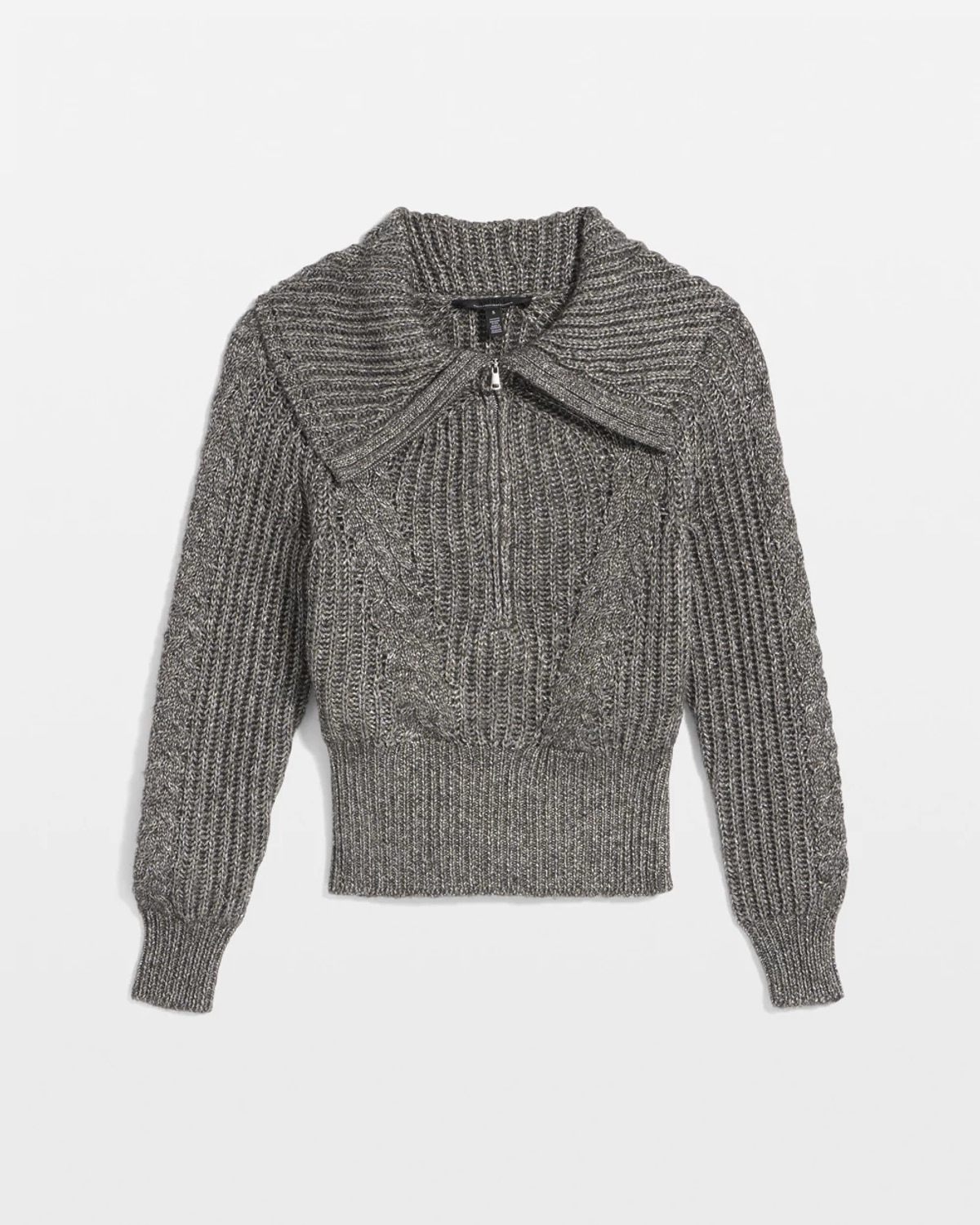 White House Black Market Half Zip Metallic Knit Sweater