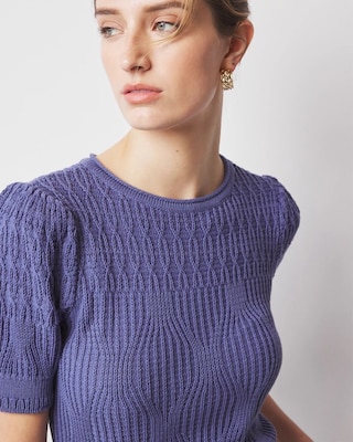 Novelty Stitch Puff Sleeve Pullover click to view larger image.