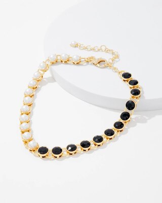 Gold Black Pearl Short Necklace
