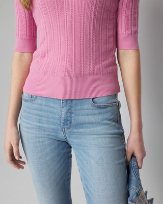 Cashmere-Blend Elbow-Sleeve Shirred Sweater