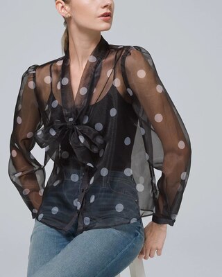 Petite Organza Dot Blouse