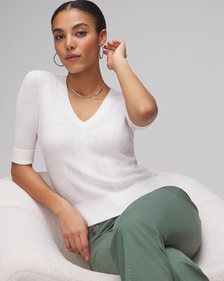 Cashmere-Blend Elbow-Sleeve Sweater