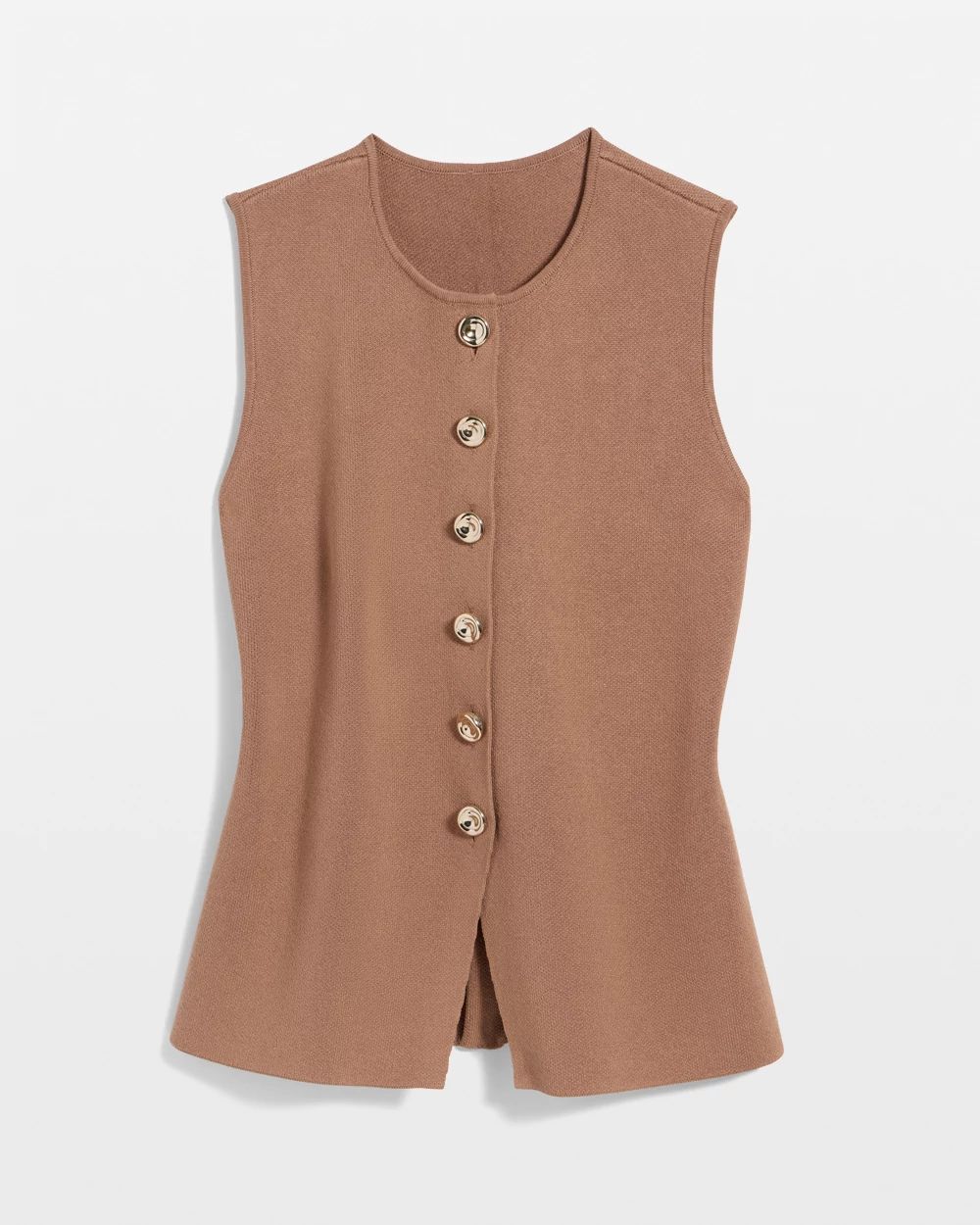 Button Front Longline Sweater Vest click to view larger image.