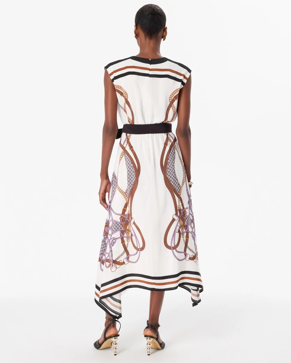 Handkerchief Hem Crepe Midi Dress