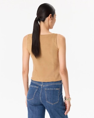 Square Neck Faux Suede Vest click to view larger image.