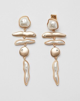 Goldtone and Faux Pearl Drop Earrings