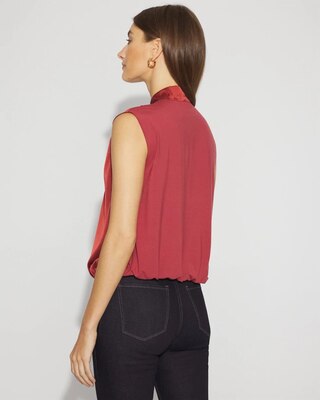 Bubble Hem Tie-Neck Shell click to view larger image.