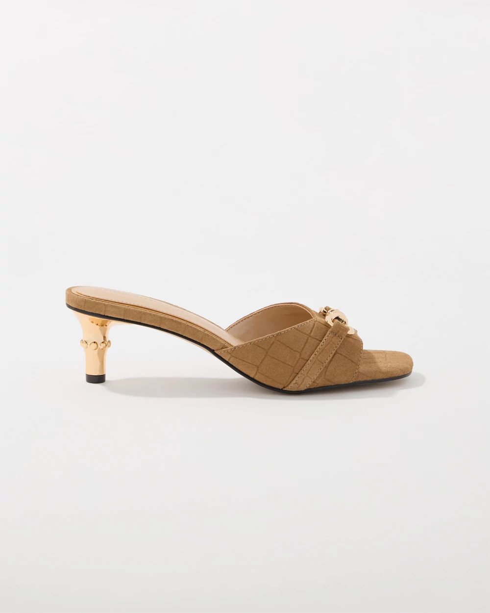 Croc Suede Heeled Sandal