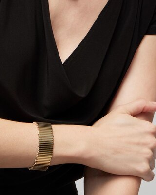 Gold Wavy Clear Crystal Cuff