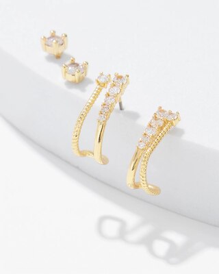 Gold Hoop Stud Earring Set