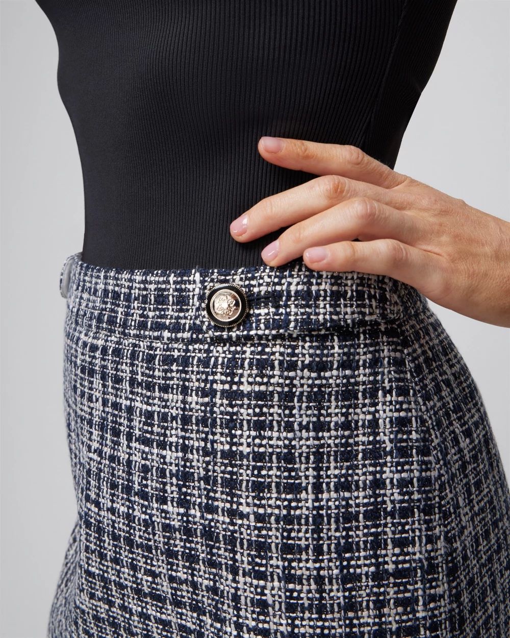 Tweed Skirt With Button Detail click to view larger image.