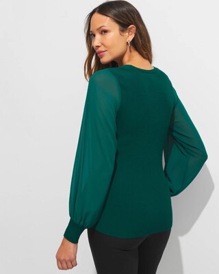 Outlet WHBM Woven-Sleeve Pullover