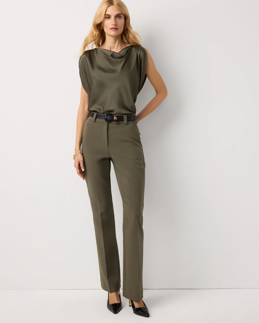 White House Black Market Petite High-rise Blake Bootcut Pants In Green