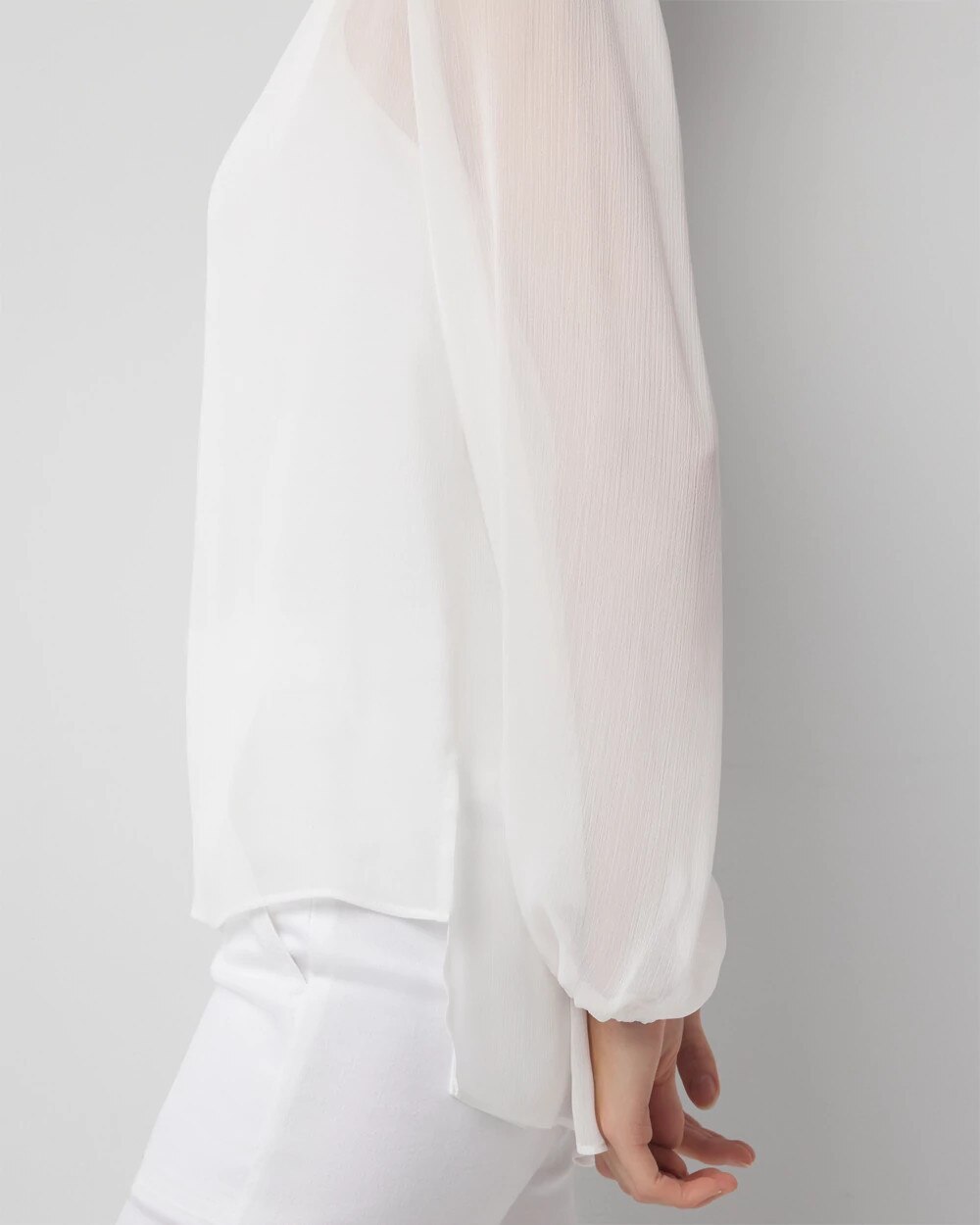 Sheer Beaded Trim Blouse - image 3