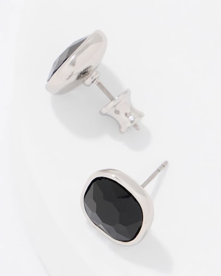 Black Glass Stud Earrings click to view larger image.
