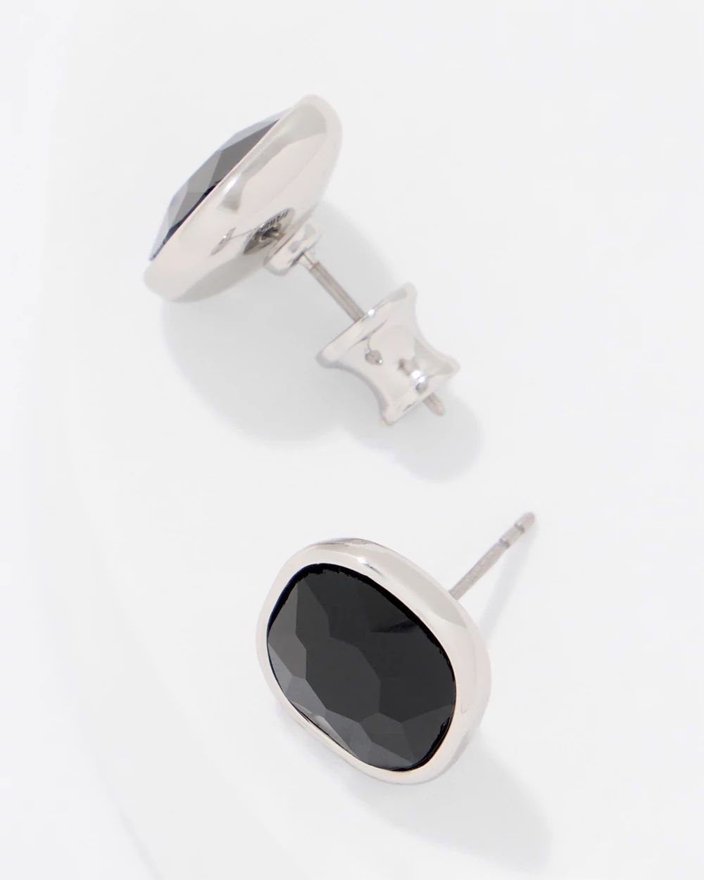Black Glass Stud Earrings