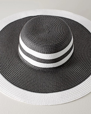Stripe Floppy Straw Hat click to view larger image.