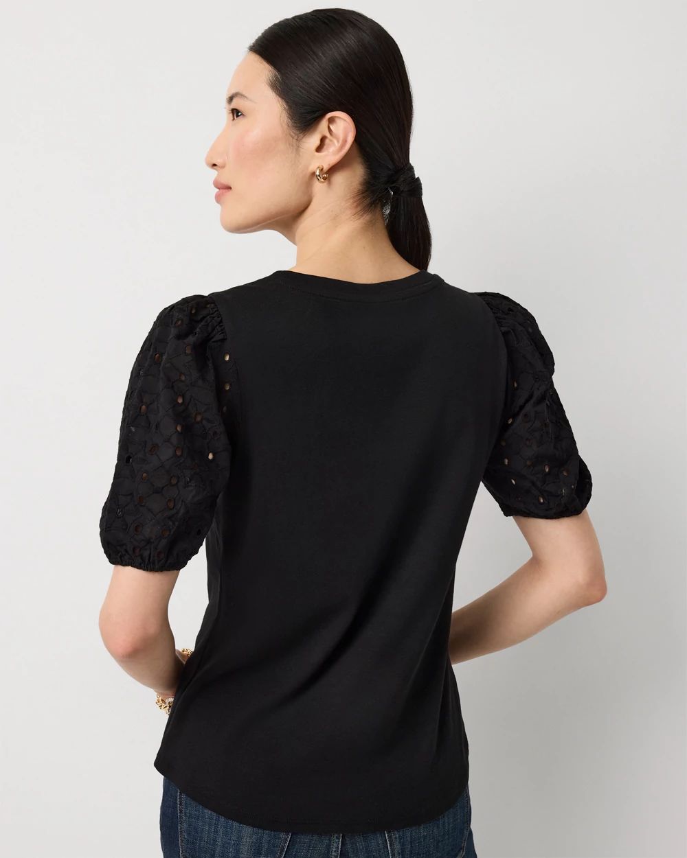 Eyelet Sleeve Cotton Tee