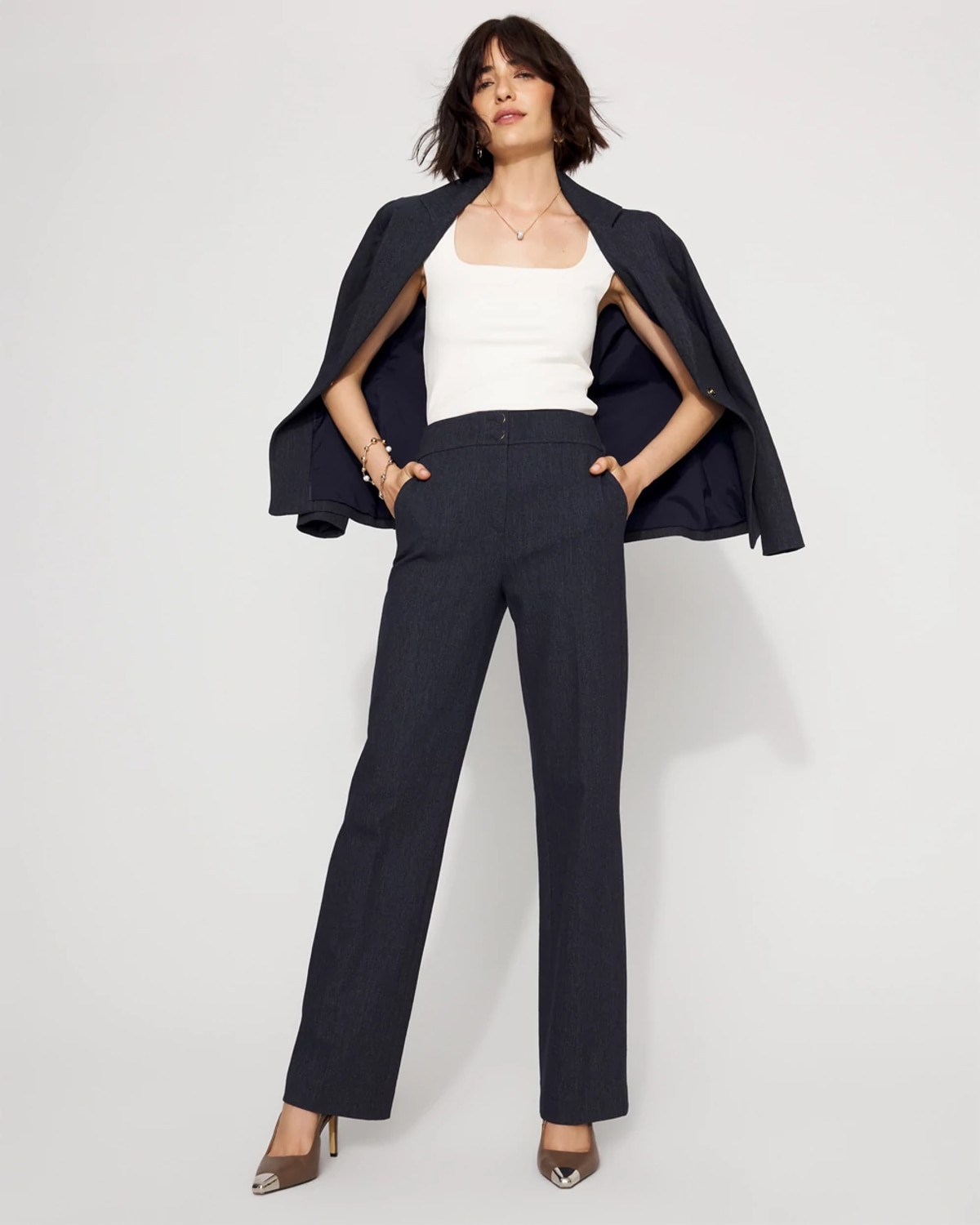White House Black Market Extra High-rise Riley Denim-look Trousers In Purple
